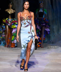 Beads Satin Maxi Dress