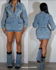 City View Denim Dress Socks Set
