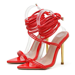 Gladiator Pointed Toe Lace-Up Stiletto Heels
