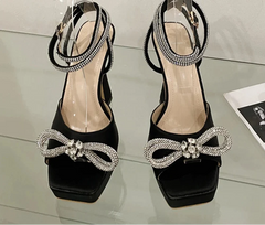 Crystal Bowknot Platform Heels
