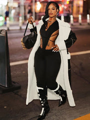 Faux Leather Trench Coat