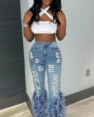 Cynthia Flare Feather Jeans