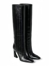 Crocodile Chunky Heel Boots