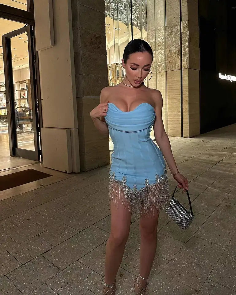 Abigail Embellishment Bandage Mini Dress
