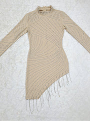 All Luxury Mesh Studded Mini Dress