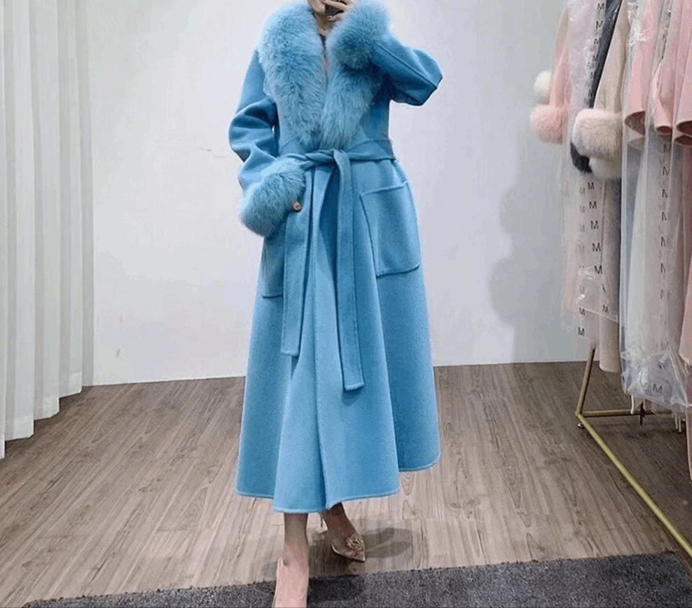 Cashmere Fox Fur Luxury Overcoat