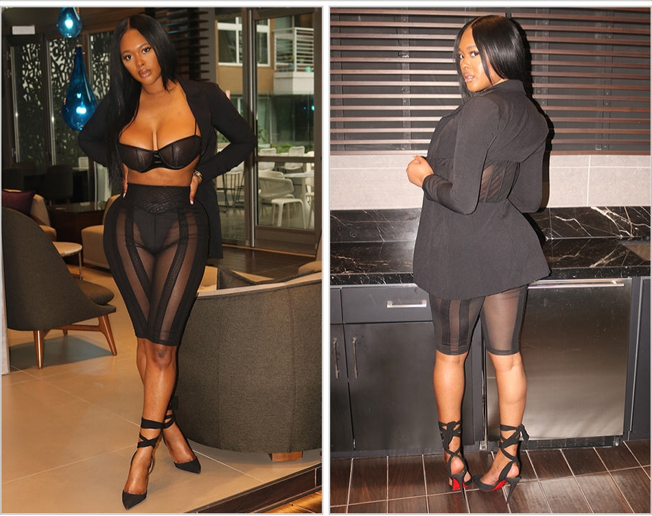 Ciara Sheer Blazer Short Set
