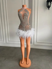 Crystal Feather Mini Dress