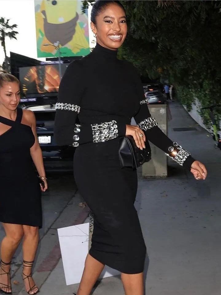 Crystal Luxury Bandage Midi Dress