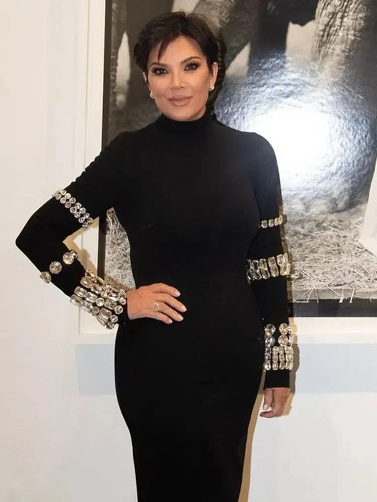 Crystal Luxury Bandage Midi Dress