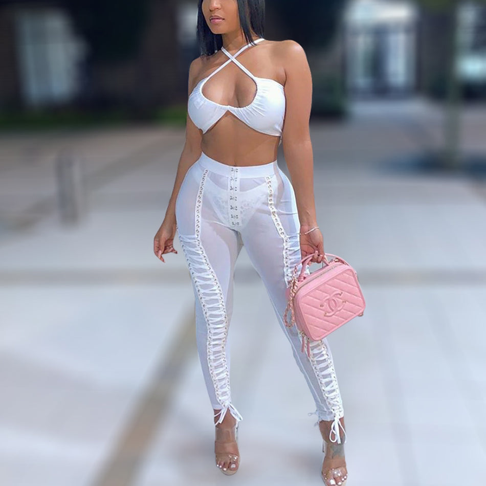Diva Lace Up Mesh Pants