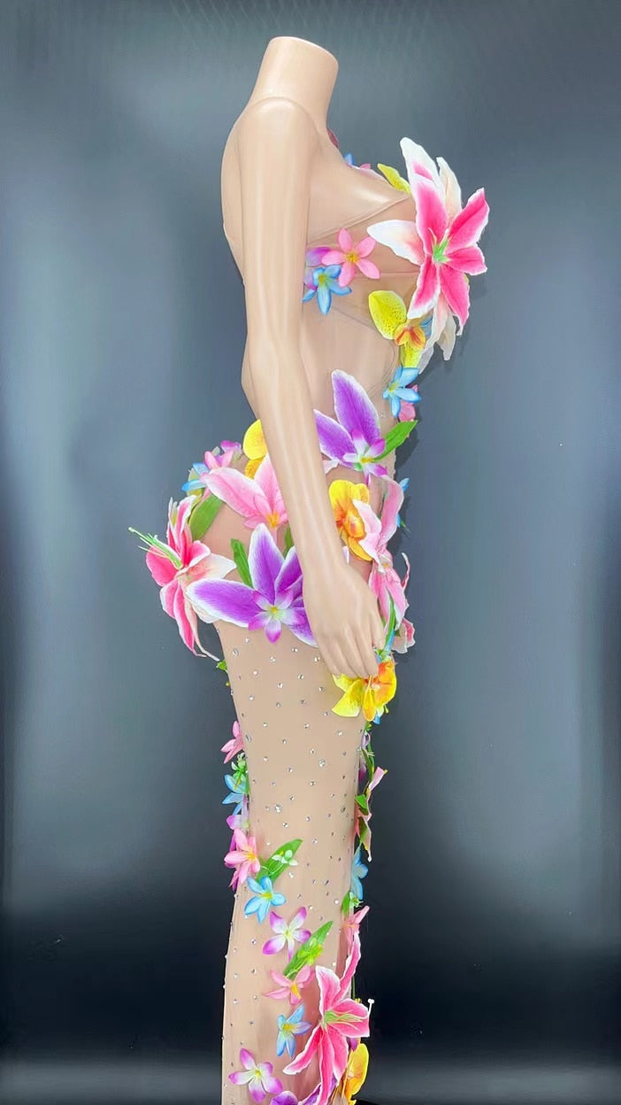 Flower Sexy Mesh Dress