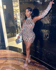 Hillary Rhinestones Mesh Dress