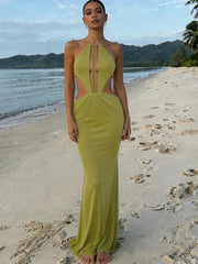 Beads Backless Maxi Dress
