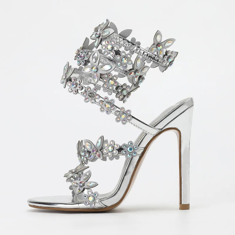 Butterfly Flowers Gladiator High Heels