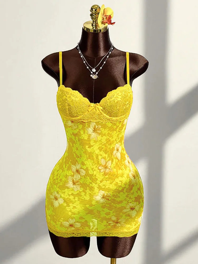 Floral Lace Mini Dress