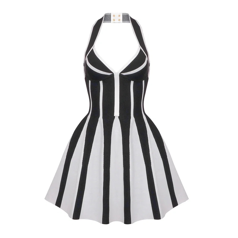 Ella Pleated Knit Bandage Mini Dress