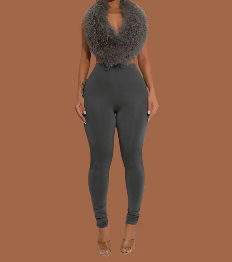 Aubree Fur Pants Set